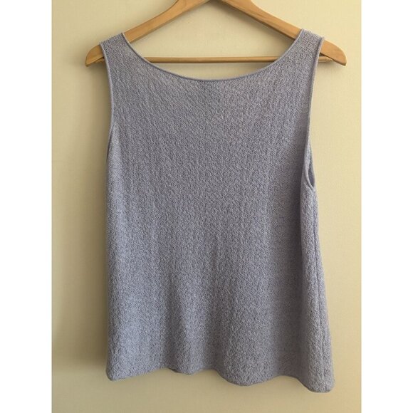 Eileen Fisher Wool Knit Scoop Neck Sleeveless Cami Top Blue Size Large - Picture 3 of 8
